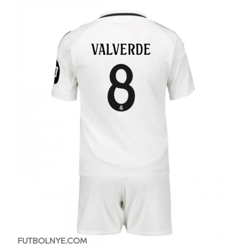 Camiseta Real Madrid Federico Valverde #8 Primera Equipación para niños 2024-25 manga corta (+ pantalones cortos)